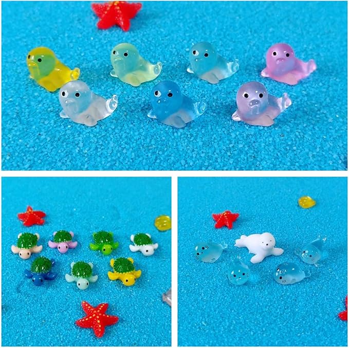 100 Pcs Ocean Mini Resin Animals Figures, Tiny Plastic Sea Creatures Figurines to Hide Miniature Fairy Garden Decorations Accessories-VerdiqueGarden