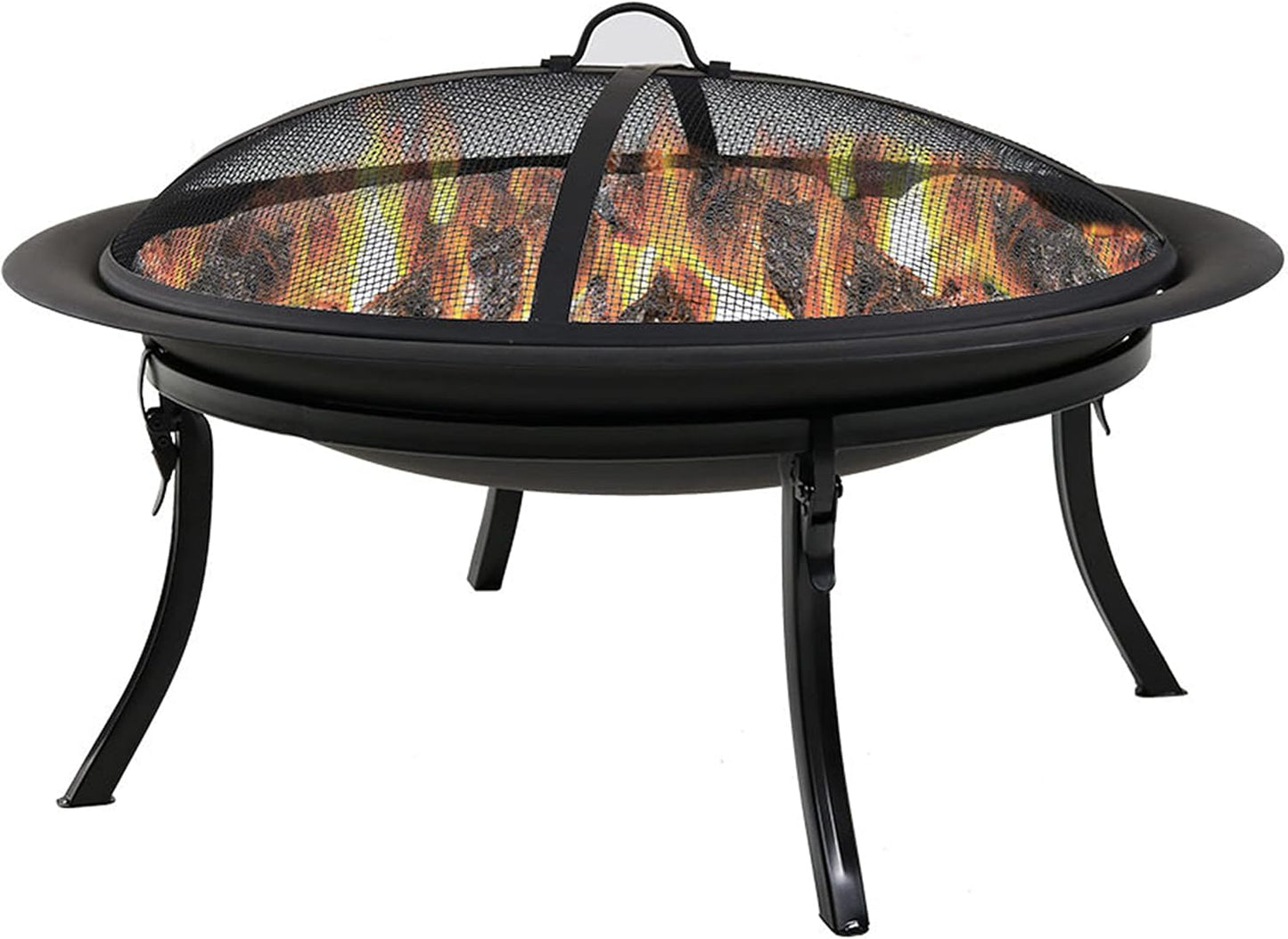 Sunnydaze 29-Inch Portable Fire Pit Bowl with Spark Screen, Fireplace Poker, Folding Stand, and Carrying Case Cover-VerdiqueGarden
