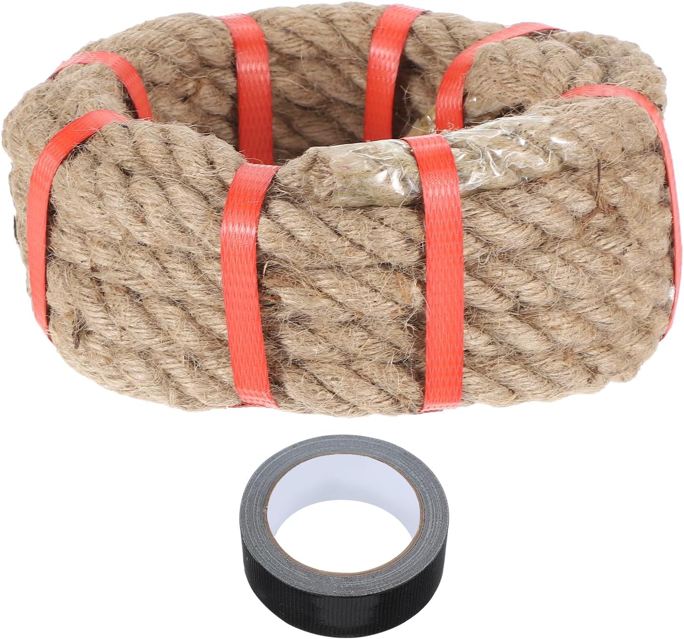 MECCANIXITY Jute Rope 0.7 Inch x 15ft, Thick Twine Rope Ropes Braided Jute Twine Natural Brown Burlap Cord String Heavy Twisted with Tape for Decorative Crafts Railing Swing Tug of War-VerdiqueGarden