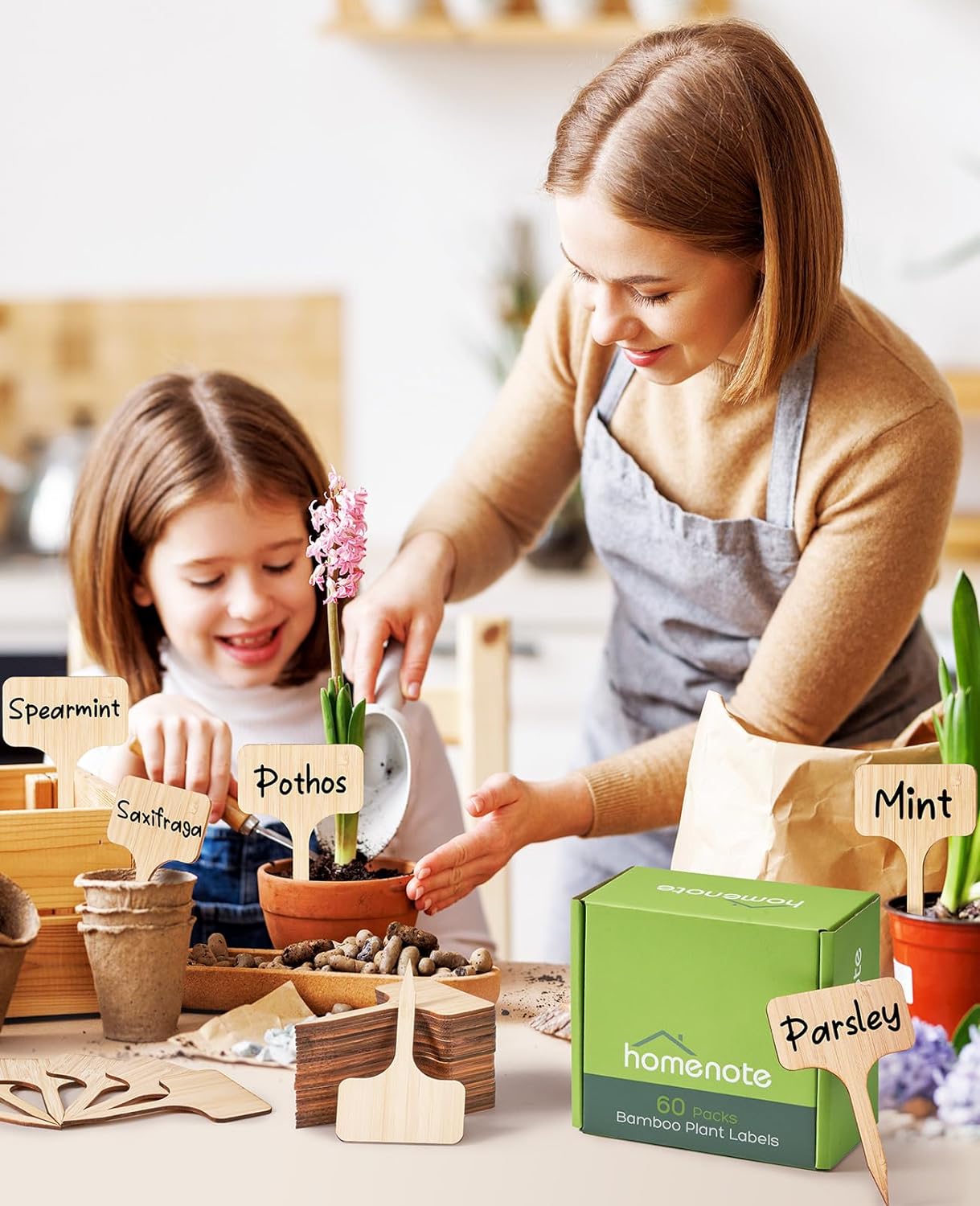 Homenote Bamboo Plant Labels 60Pcs Plant Tags for Seedling T-Type Tags for Plants Outdoor Garden Markers Vegetable Seedling(2.36 * 4“)-VerdiqueGarden