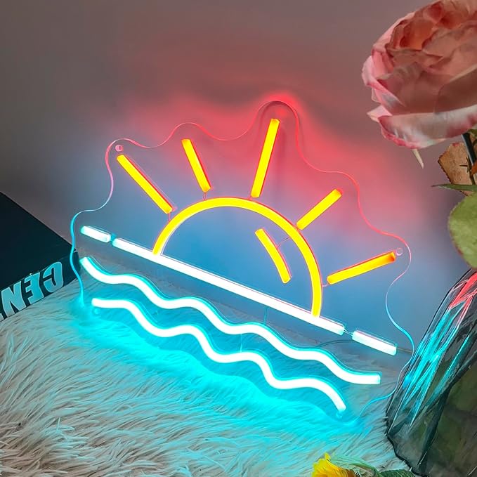 Sunset Sunrise Neon Sign, Neon Signs for Wall Decor Dimmable LED Neon Light Sign for Beach Bedroom Living Room Wedding Bar Party Home Room Decor-VerdiqueGarden