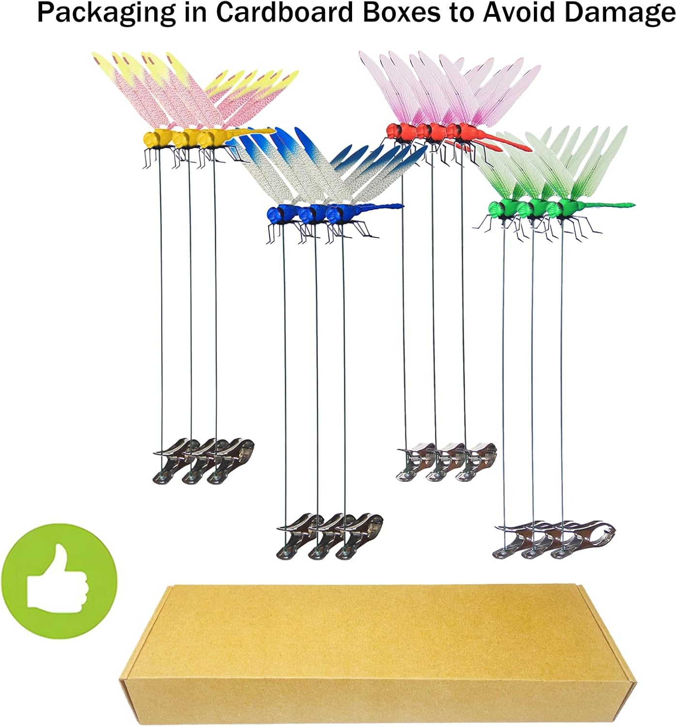 Jongdari 12pcs Dragonfly Hat Clip Bug Repellent Realistic Fake Dragonflies Clip-On Garden Outdoor Decor Stakes Plastic Dragon Fly Clips Plant Decorations for Pot-VerdiqueGarden