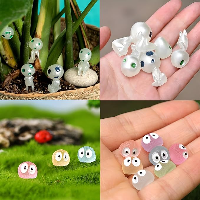 BEZALEL Glow in Dark Tree Elves, 28 Pcs Mini Fairy Garden Accessories, Luminous Ghost Micro Landscape Decorations, Miniature Glow Tree Spirits Outdoor for Bonsai Succulent Terrarium Decor-VerdiqueGarden