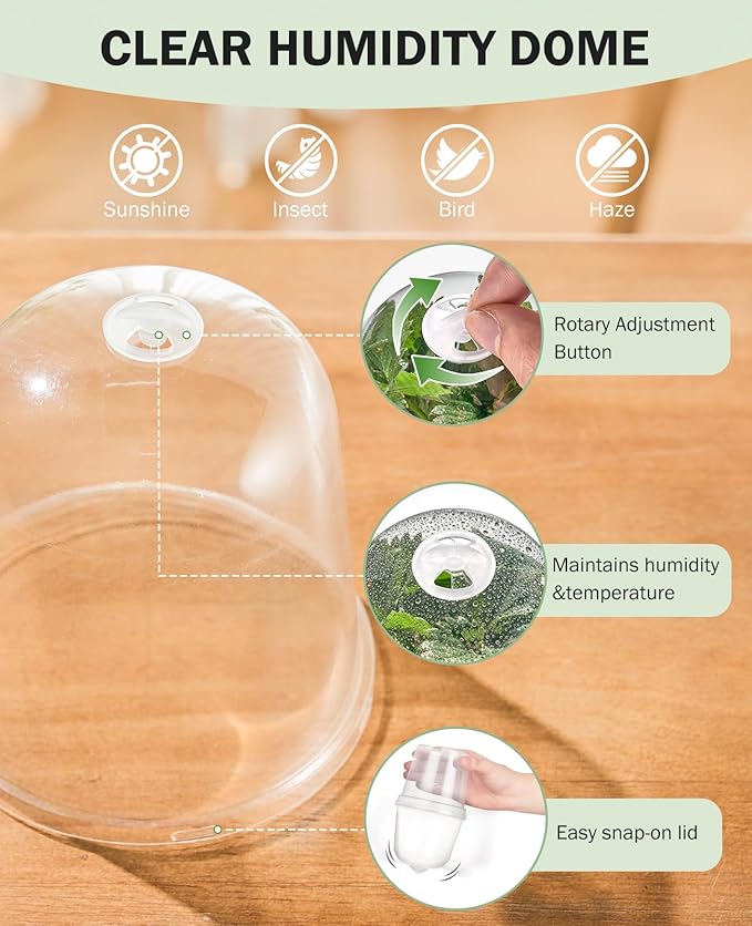 homenote Clear Nursery Pots for Plants,5 Inch Plant Pot for Planting with Humidity Domes Plastic Seedling with Drainage Holes Seed Starter Flower High Transparency (15 Pack)-VerdiqueGarden