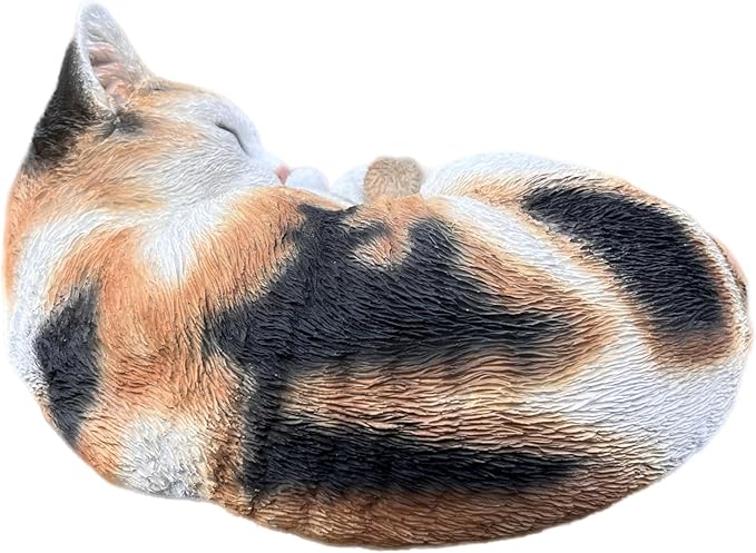 Hi-Line Gift Ltd. Sleeping Calico Cat Garden Statue-VerdiqueGarden