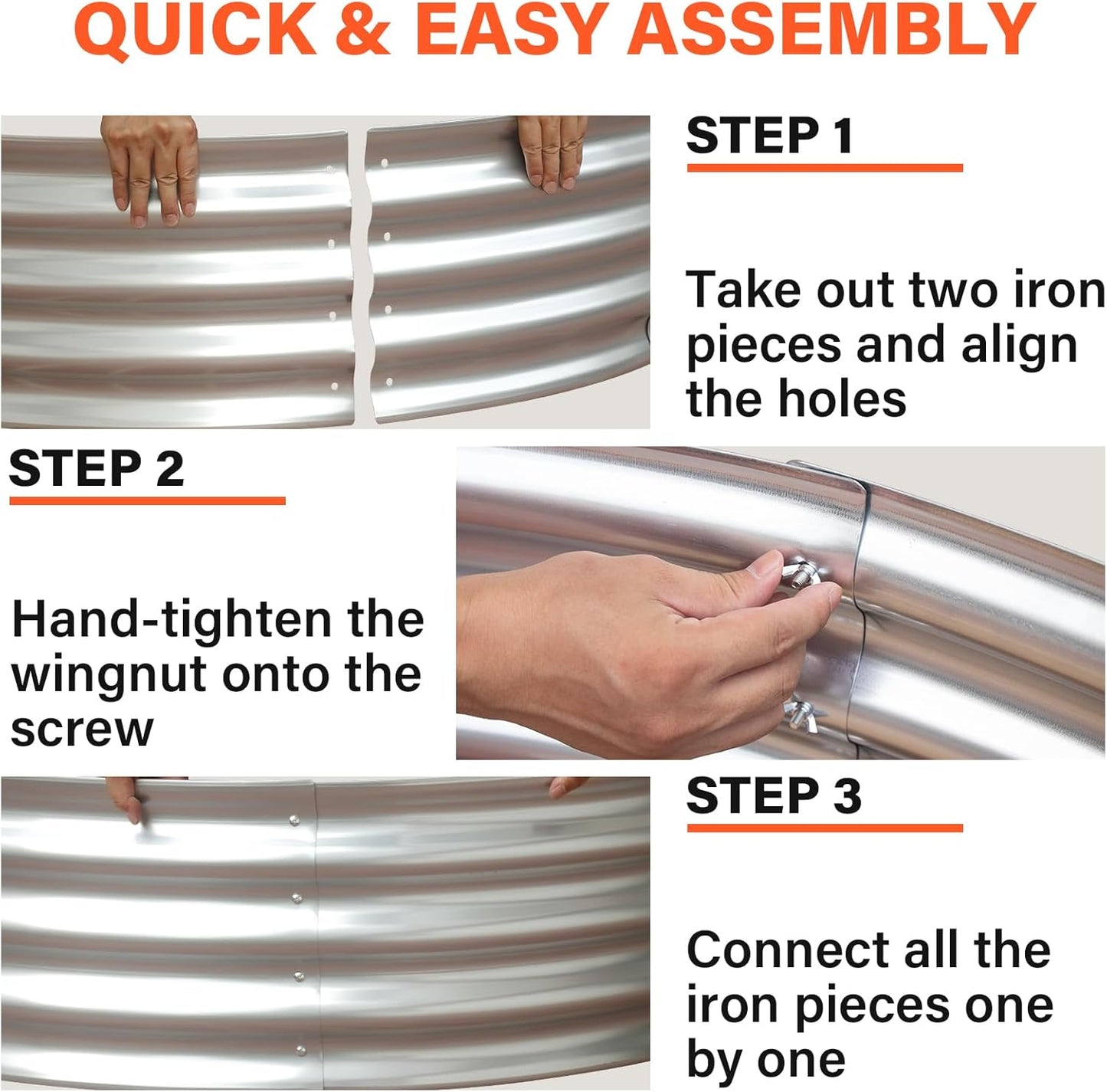 HGD 60 Inch Large Galvanized Steel Metal Fire Pit Ring - 5FT Heavy Duty Fire Rings for Outside Wood Burning - 12" Tall Portable Bonfire Firepit for Backyard, Patio, Camping-VerdiqueGarden