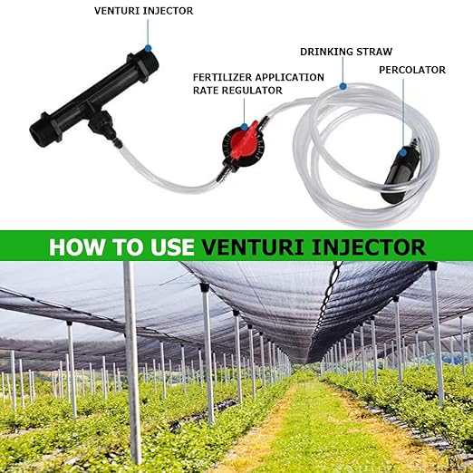 Fertilizer Injector Tube, Irrigation Venturi Fertilizer Injector 3/4Inch Agriculture Garden Fertilizer Mixer Injector Agriculture Tool Plastic (Black)-VerdiqueGarden