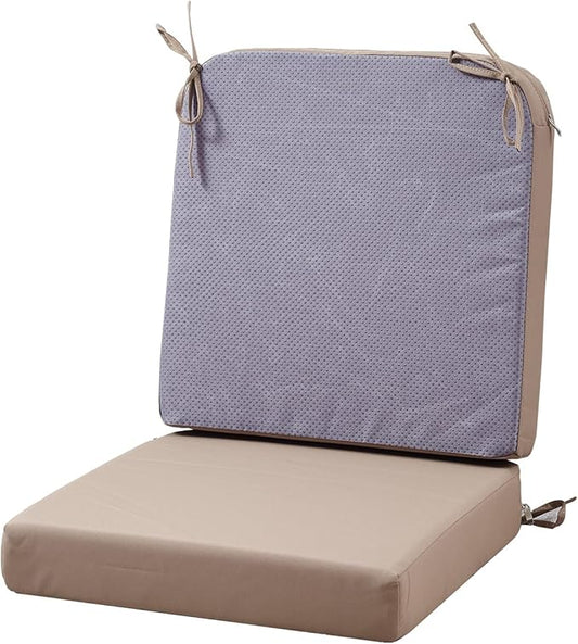 19 x 19 Inch Outdoor Seat Cushions for Patio Furniture with Non Slip and Ties Waterproof & UV Resistant Round Corner Outdoor Chair Cushions Replacement Set of 2, Khaki-VerdiqueGarden