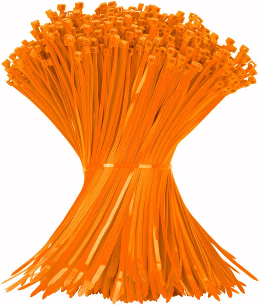 12 Inch Zip Ties Orange 1000 PCS, 50 Lbs- Heavy Duty Tensile Strength, Nylon PA66 UV Resistant Cable Ties for Indoor and Outdoor Use - Ideal for object bundling and fastening-VerdiqueGarden