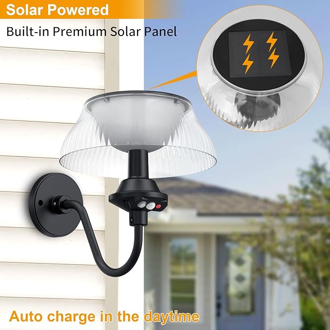 Aqonsie Solar Barn Lights Outdoor with 3 Lighting Modes & Motion Sensor, Attractive Solar Wall Lights Outdoor, Waterproof Outdoor Solar Light for Chicken coop, Barn, Shed, Garden, Porch, Yard, 2 Pack-VerdiqueGarden