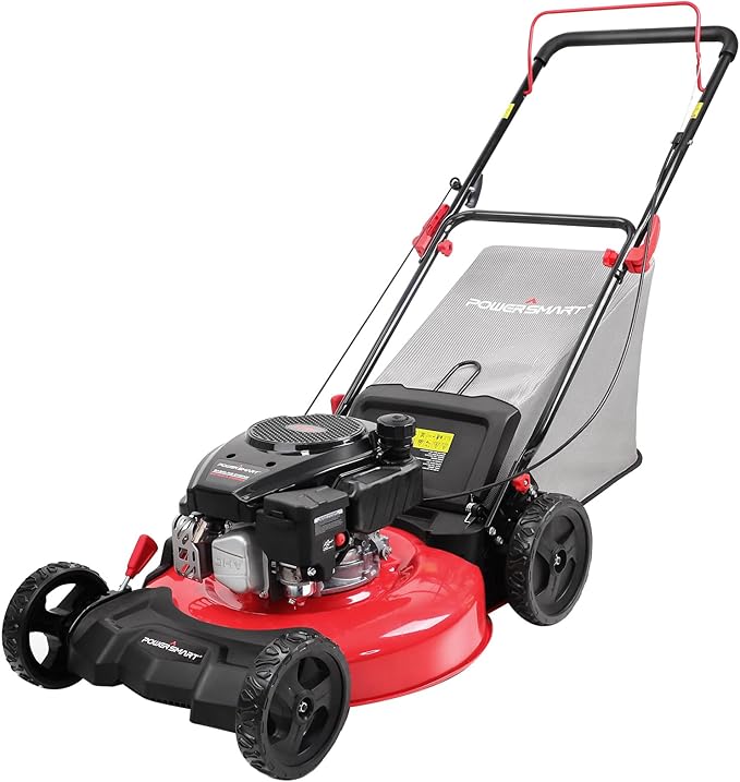 PowerSmart Gas Lawn Mower 21-Inch 144cc OHV Engine 3-in-1 Push Mower with Bagging-VerdiqueGarden