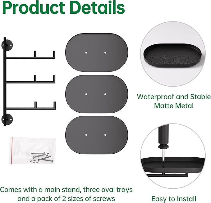 Rotating Window Plant Shelves for Multiple Plants Indoors,3-tier Metal Corner black Plant Stand Holder Floating Plant Shelf for Wall，Windows Sill Gifts for Plant Lovers to Enhance Home Decor-VerdiqueGarden
