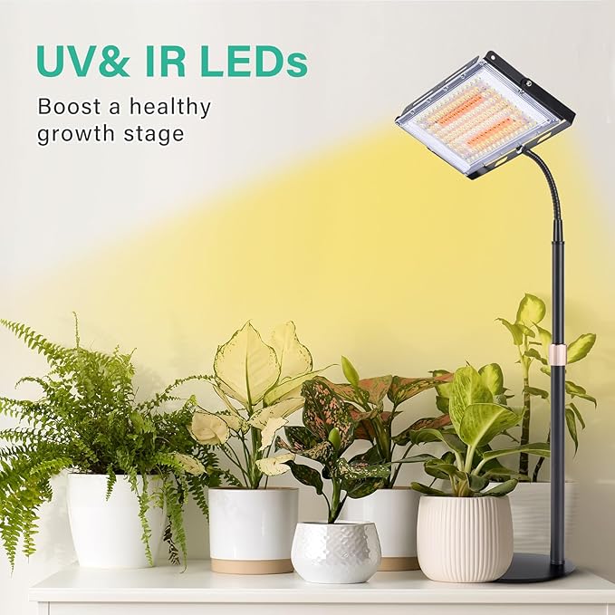 LBW Grow Light for Indoor Plants,144 LED Full Spectrum Plant Light for Indoor Plants, Large Desk Grow Lamp with On/Off Switch, Height Adjustable, Flexible Gooseneck, Ideal for Indoor Grow-VerdiqueGarden
