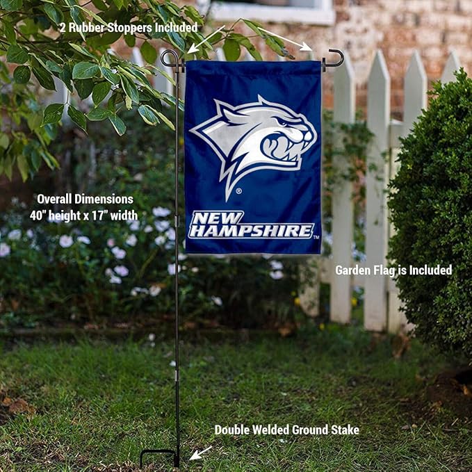 College Flags & Banners Co. New Hampshire Wildcats Garden Flag with Stand Holder-VerdiqueGarden