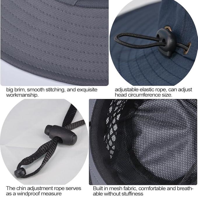 Fishing Hat, UPF50+ Wide Brim Sun Hat for Men Women, UV Protection Hiking Beach Bucket Hats Summer Safari Hat-VerdiqueGarden