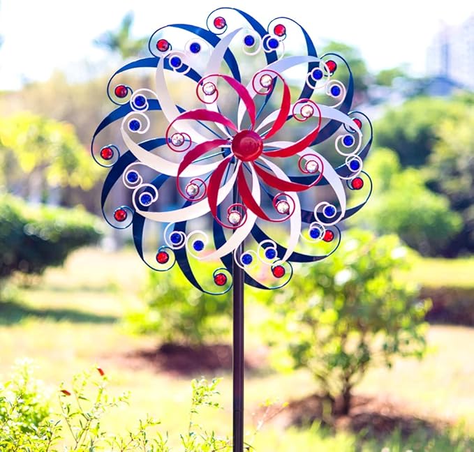 DREAMYSOUL Large Wind Spinners 20" Dia, Metal Patriotic Wind Sculpture Spinner Yard Art for Outdoor Garden Patio Decor-VerdiqueGarden