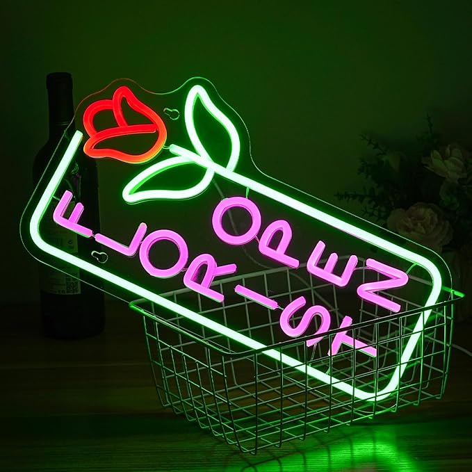 Florist Neon Sign for Business Open Neon Light Flower LED Neon Signs Colorful LED Neon Light for Flower Shop Supermarket Store Decoration-VerdiqueGarden
