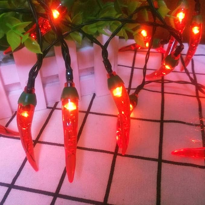 100 LED Chili Shape Fairy String Lights, Solar Operated, Red, 10m Length, Outdoor Use, Wedding, Christmas Decoration-VerdiqueGarden