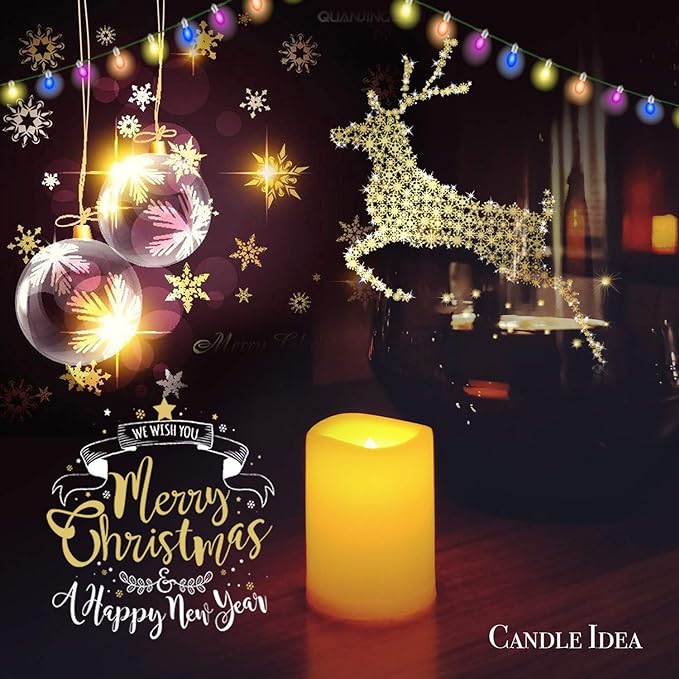 6 PCS Led Flickering Flameless Votive Tea Lights Candles with Remote Control Battery Operated/Electric Outdoor Tealights Timer Candle for Christmas,Xmas Decorations (Batteries Included) 200Hours-VerdiqueGarden