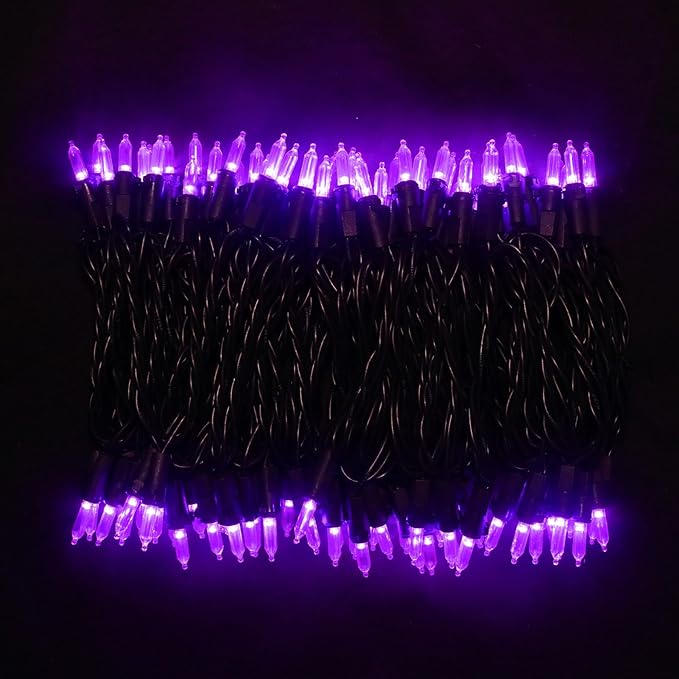 MULTI-SPARKING Purple LED Halloween Lights - 100 Count Purple Christmas String Lights for Tree, Party, Holiday, Indoor and Outdoor Halloween Decorations, 33 Feet Black Wire, UL Certified, Connectable-VerdiqueGarden