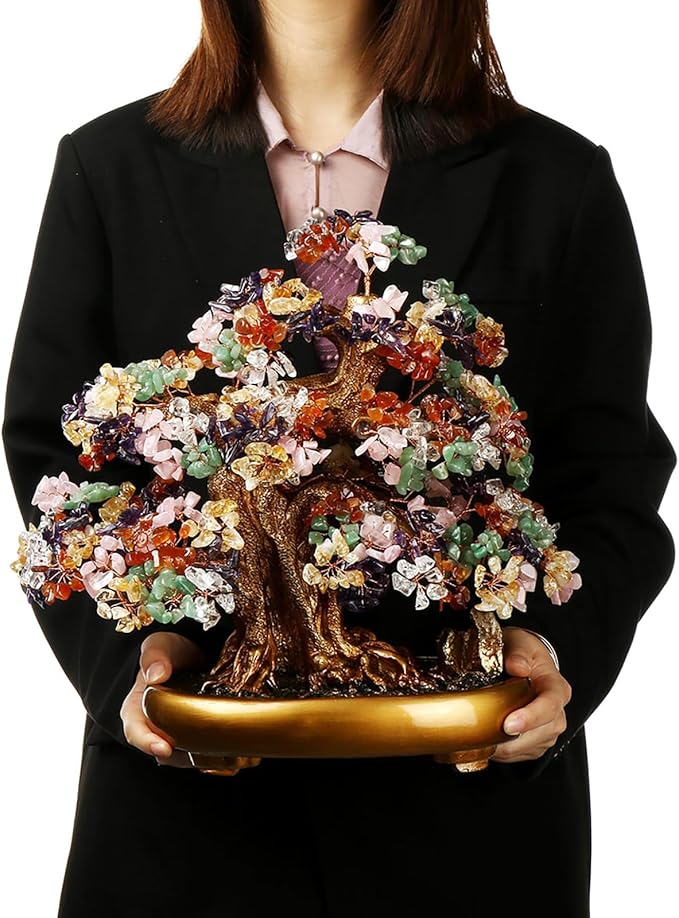 Comeon Large Crystal Quartz Lucky Tree Gem Tree for Office Home Feng Shui Decoration for Wealth/Fortune and Luck (Mix-Gemstone)-VerdiqueGarden