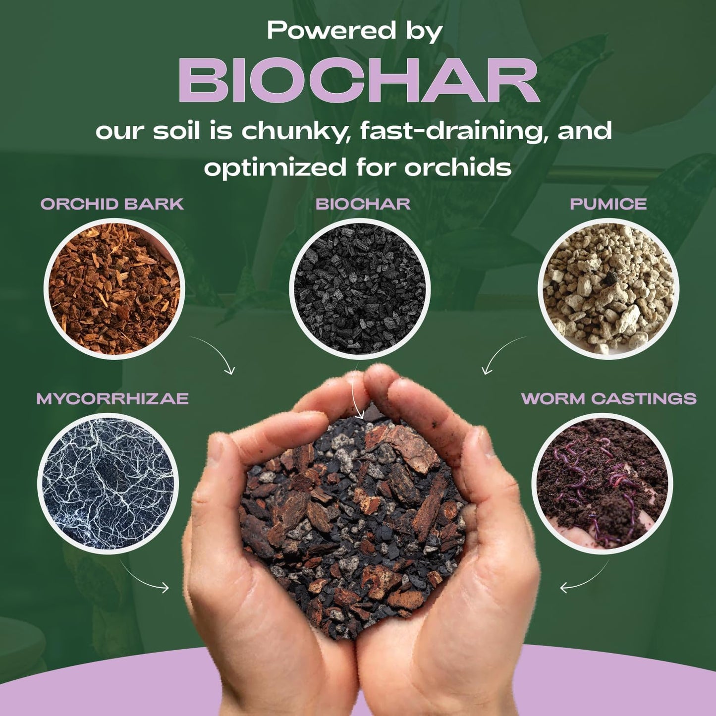 Rosy Soil Orchid Soil Potting Mix - Superior Aeration & Drainage for Orchids - Peat-Free, Microbially Active Biochar Powered Soil for Orchid Plants - Ideal for Indoor Gardening - 4 Quarts-VerdiqueGarden