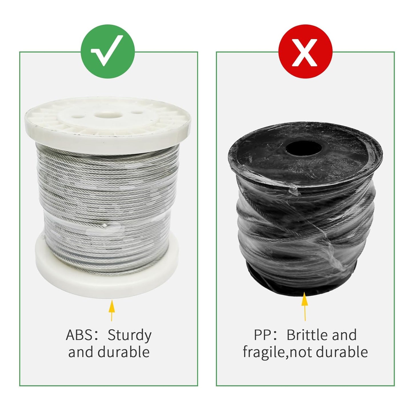 3/38" Wire Cable Rope Kit ，Vinyl Coated 304 Stainless Steel Wire – 300FT 7x7 Strand Cable with Turnbuckles，Shade Sail & Hanging Lights Hardware Kit for Outdoor, Garden,Patio, Crafts,-VerdiqueGarden