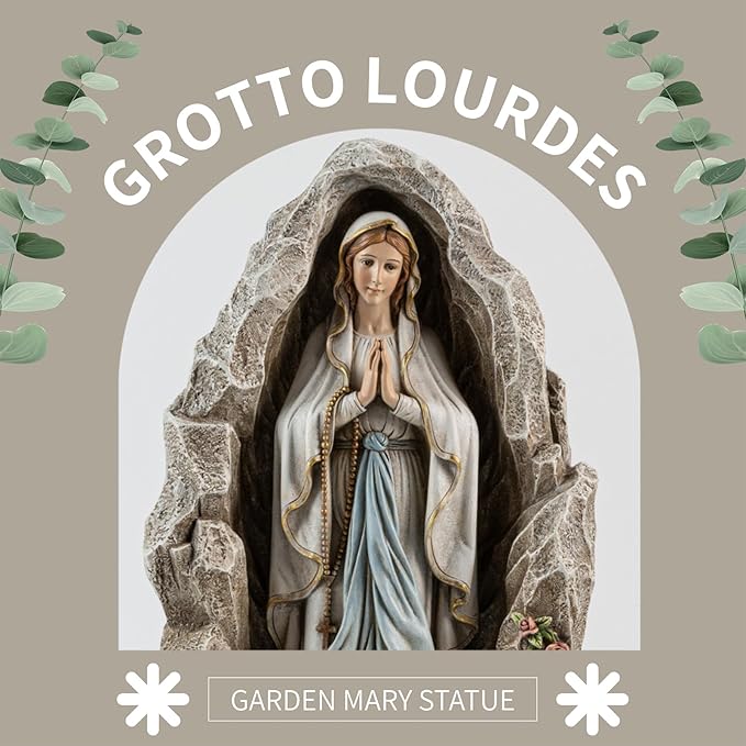 Our Lady of Lourdes Statue - 18 Inches Virgin Mary Statue Catholic Garden Decor, Our Lady of Lourdes Grotto Sculpture for Home Yard Patio Lawn Hallway Decor-VerdiqueGarden