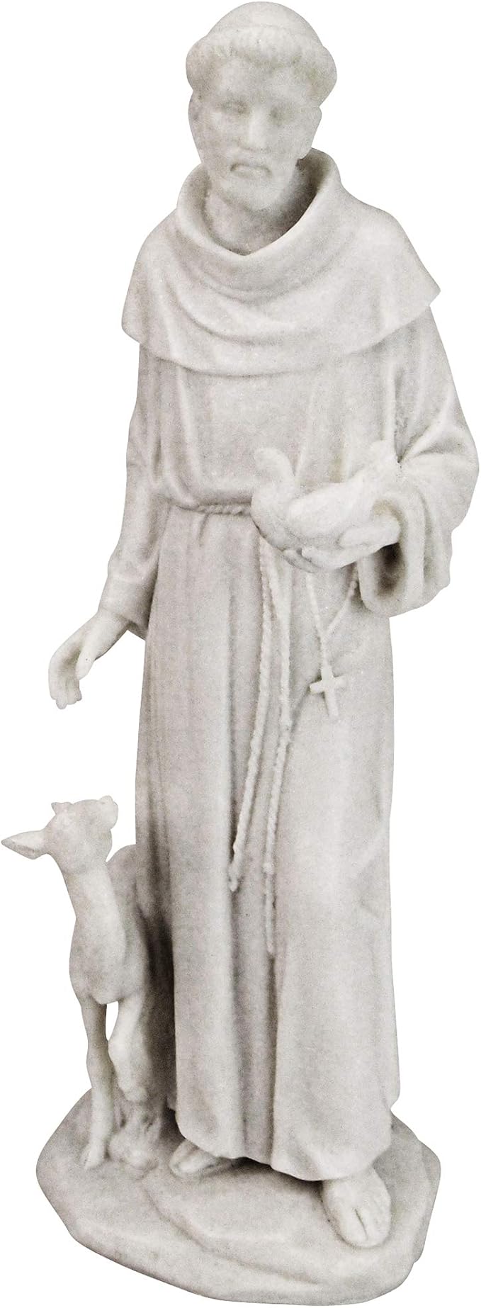 Design Toscano Francis of Assisi, Patron of Animals Religious Statue Figurine, 11 inches tall, Cast Marble Resin, White Finish-VerdiqueGarden