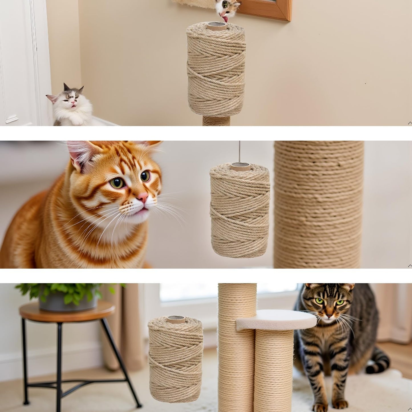 1/5 in (5 mm) X 100 Ft (30 Meters) Jute Twine Rope String for Home Decorating, Cat Scratcher Post Tree, DIY Arts Crafts, Garden, Binding, Packing Material-VerdiqueGarden