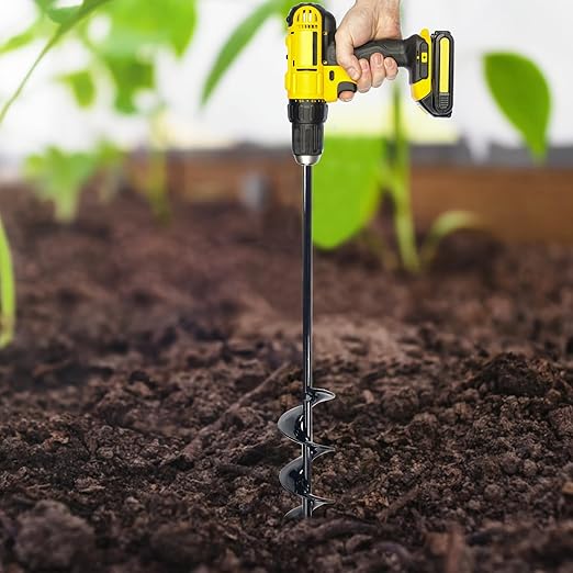 Utoolmart Auger Drill Bit for Planting Set of 3, (1.6x8.7, 1.8x14, 3.1x12) Easy Planter Garden Auger - Bulb & Bedding Plant Augers - Posthole Digger for 3/8” Hex Drive Drill-VerdiqueGarden