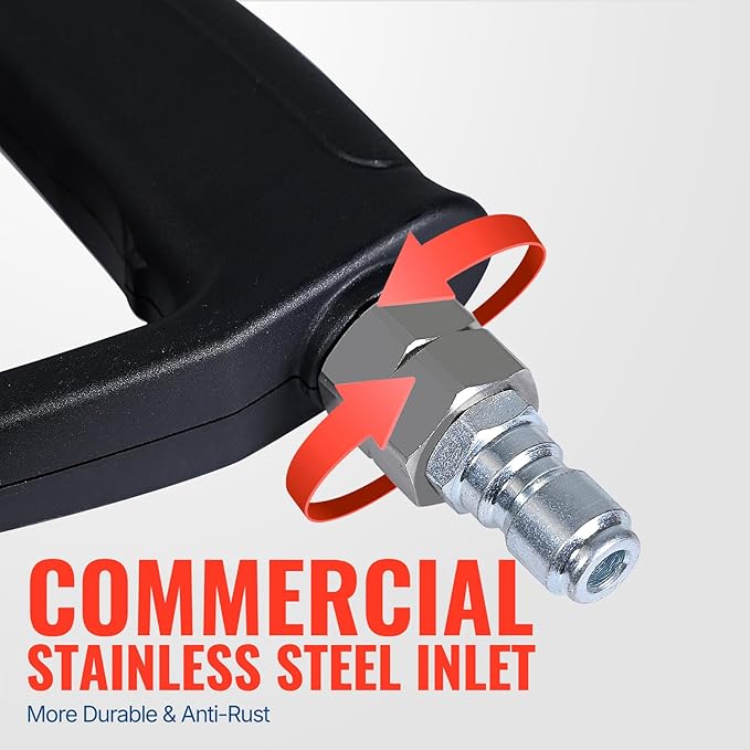 YAMATIC Short Pressure Washer Gun with Stainless Steel Swivel 3/8" Quick Connector, Power Washer Handle with Easy Pull Trigger Replacement for Ryobi, Simpson, Craftsman, DeWalt, 4000 PSI-VerdiqueGarden