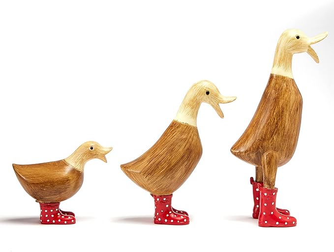 GUTE Duck Yard Decorations Yard Art Garden Puddle Ducks with Spotted Wellies Boots, Set of 3 - Garden Decor Statues, Duck Figurine Statue - Waterproof Indoor & Outdoor Lawn Gnome Ornament-VerdiqueGarden