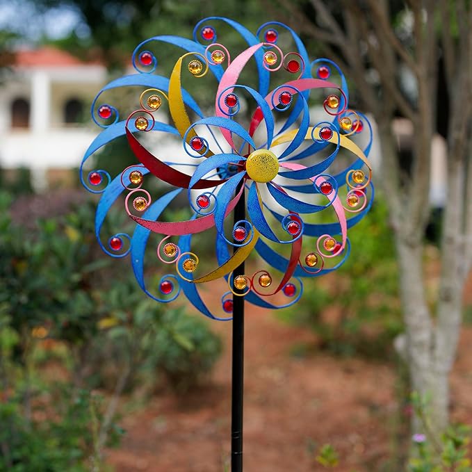 DREAMYSOUL Wind Spinners Outdoor Metal Large, 6.6 FT Extra Large Wind Spinner, Multicolor Windmills, Kinetic Wind Sculptures and Spinners for Yard Garden Outside Patio Lawn Decor-VerdiqueGarden