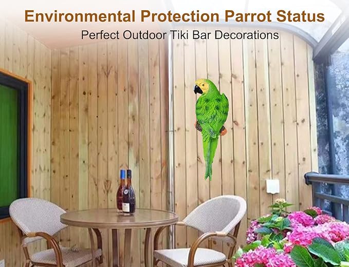 Bright Resin Parrot Statues and Figurines Home Decorations, Realistic Tropical Parrot Sculpture for Wall Decor, Tree, Patio, Garden, Outdoor Pool Statues DIY Bird Ornament(Green)-VerdiqueGarden
