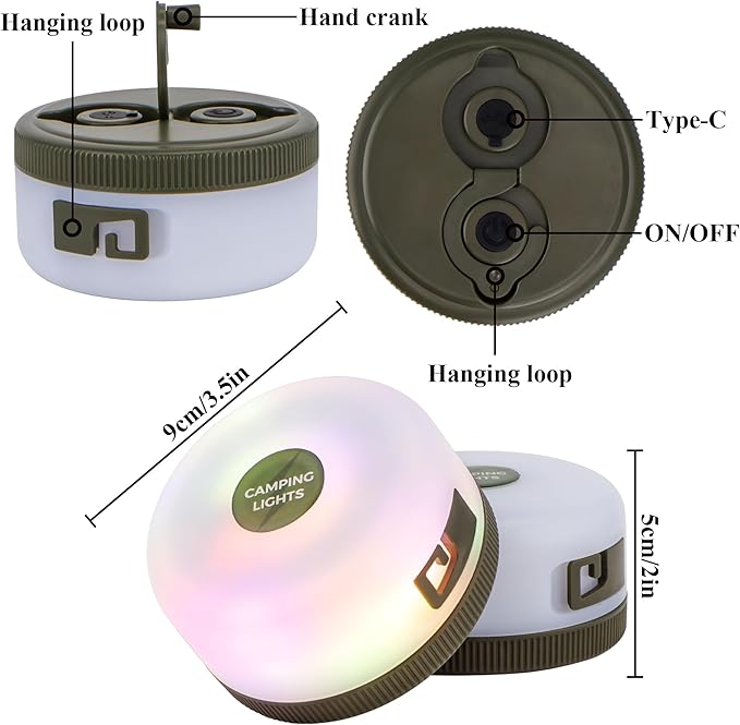 TRIROCKS 2 Pack Camping String Lights Portable Outdoor Hanging Lights 26.24Ft with 5 Lighting Modes IPX4 Waterproof Rechargeable LED Fairy String Lights for Garden Yard Christmas Party Camping Hiking-VerdiqueGarden