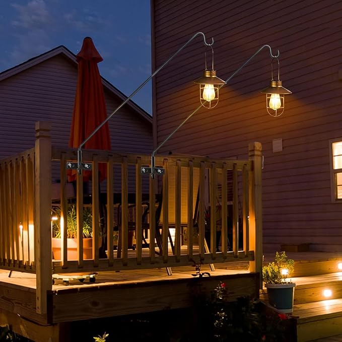 ERYTLLY Extended Rail Hook Fence Deck Heavy Duty Bird Feeder Hook 360 Degree Rotary and Length Adjustable Plant Bracket for Bird Feeders, Planters, Suet Baskets, Lanterns, Wind Chimes and More-VerdiqueGarden