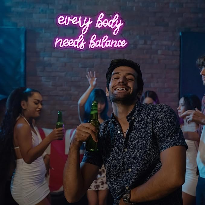 WLHOPE Every Body Needs Balance Neon Sign, Dimmable LED Neon Signs For Wall Decor,Connectivity Via USB Personalized Neon Signs,Spa Salon Led Light, Massage Neon Light, For Bedroom Living Room Decorate-VerdiqueGarden