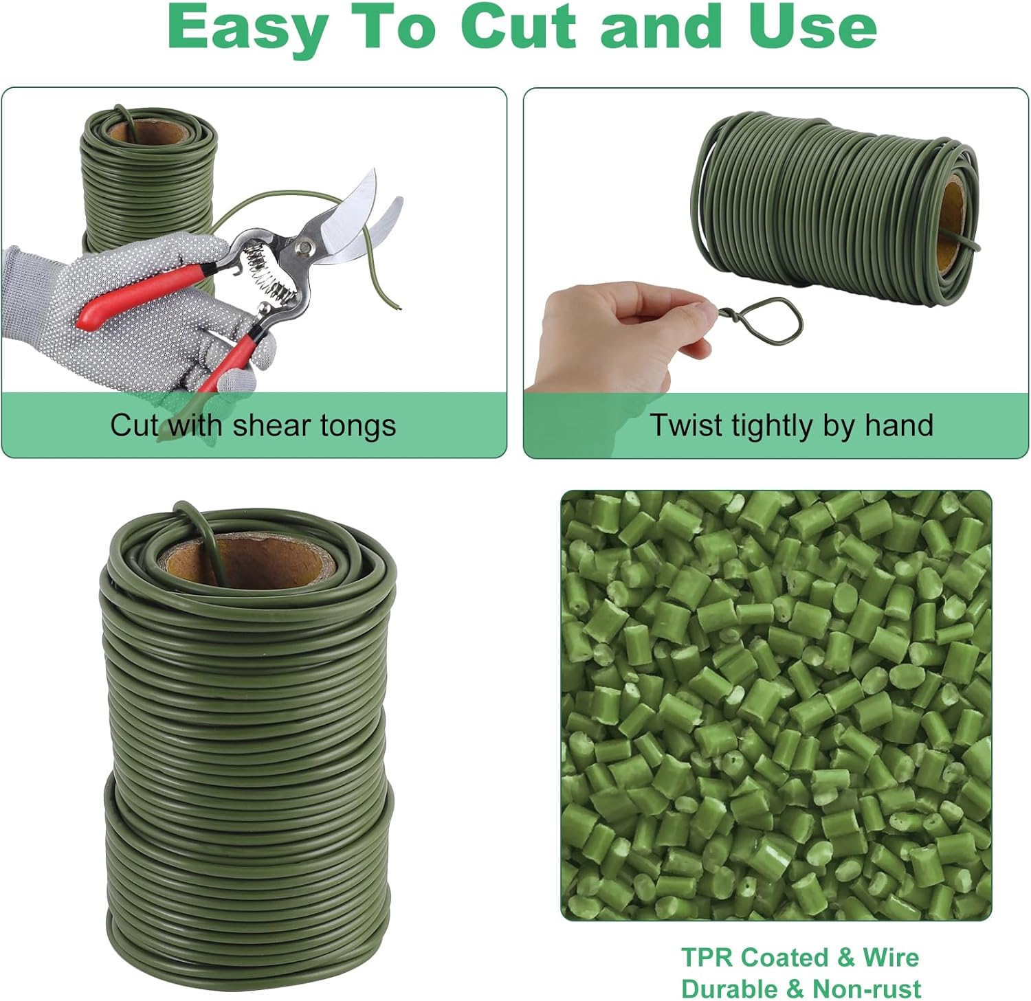 101 Feet Soft Plant Ties Dark Green Plant Twist Ties, Plant Ties for Support. Gardening Supplies for Plants Office Home Organization 3mm Diameter-VerdiqueGarden