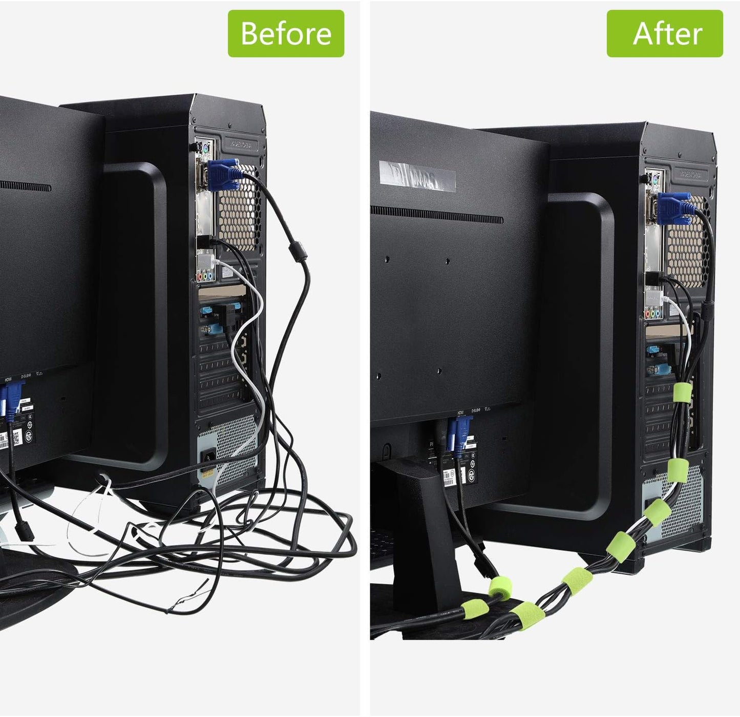 Reusable Fastening Tape Cable Ties 3/4 Inch Double Side Hook Roll (25 Yard, Green)-VerdiqueGarden