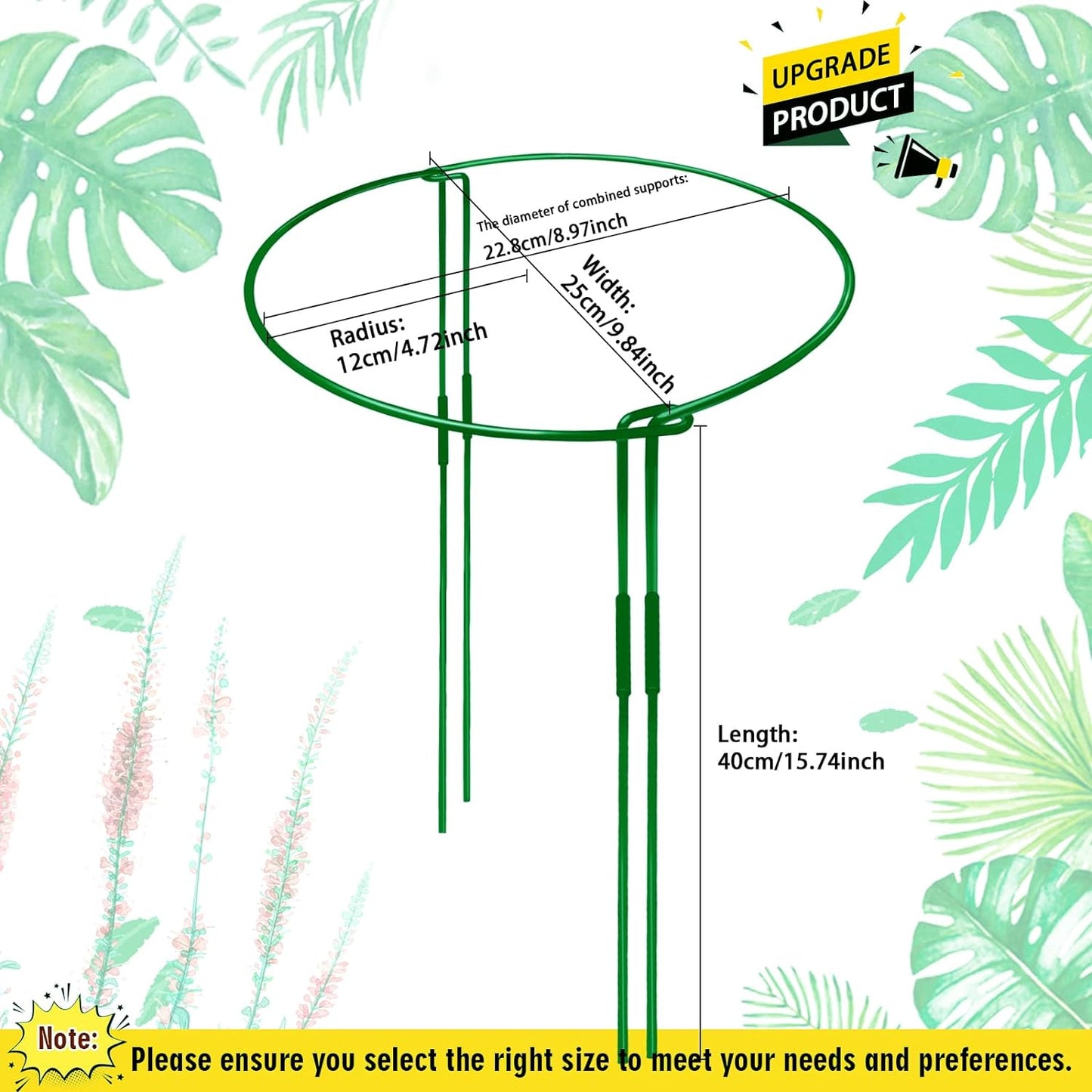 10-Pack Adjustable Height Snake Plant Support Stakes- Sturdy, Rust-Resistant Plant Supports for Indoor and Outdoor Potted Plants (16x10Inch) - Flower and Garden Peony Support-VerdiqueGarden