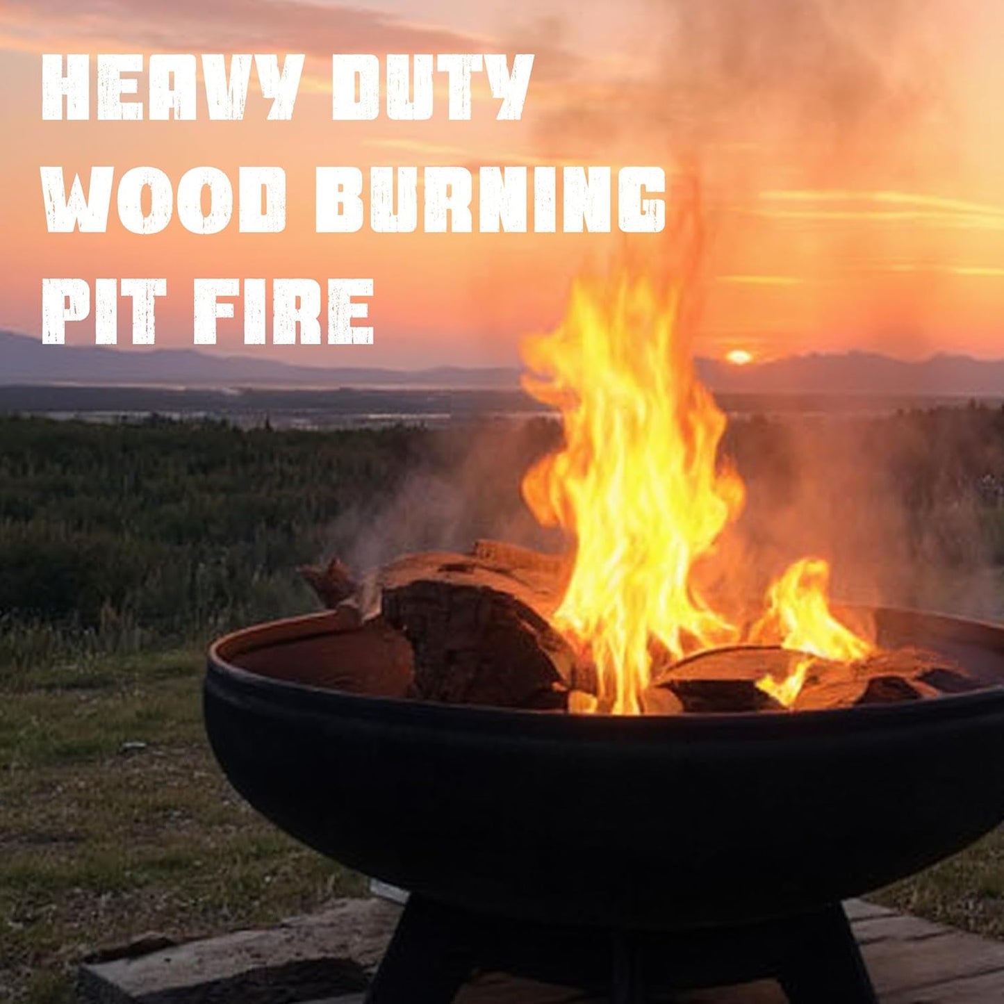 Liberty Fire Pit – Ohio Flame Wood Burning Outdoor Fire Pit - 30" Diameter with Hollow Base (Made in USA)-VerdiqueGarden