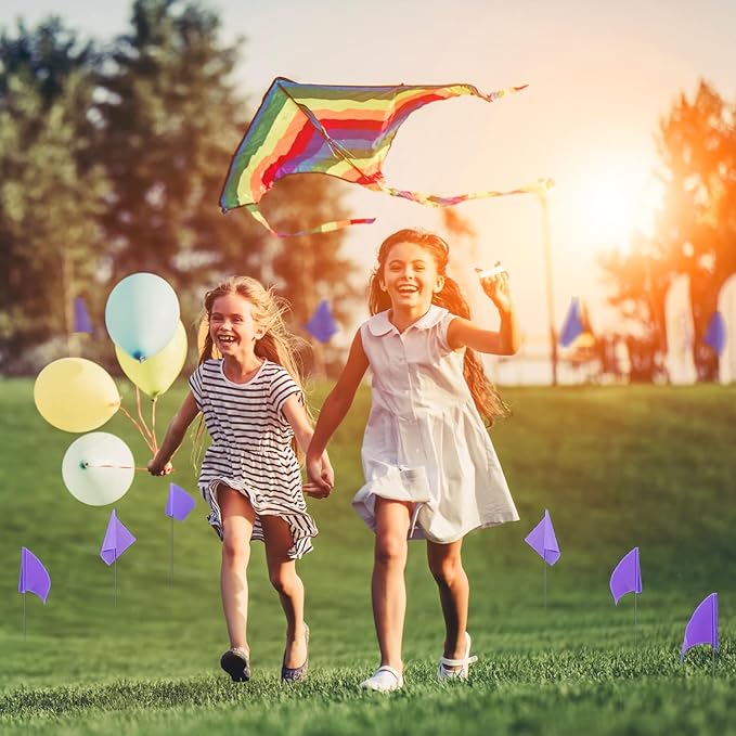 Zozen 100Pack Purple Marking Flags, Writable | 15x4x5 Inch, Yard Flags for Lawn & Irrigation & Landscape & Sprinkler & Survey & Dog Training.-VerdiqueGarden