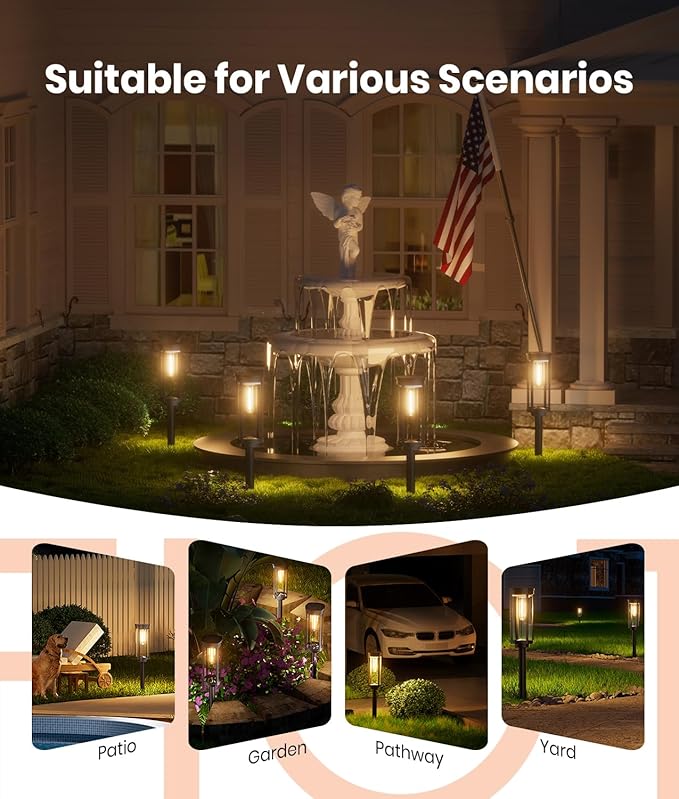 Solar Pathway Lights Outdoor,IP65 Waterproof Auto On/Off Solar Garden Lights Solar Powered Landscape Lighting for Yard Patio Walkway (4)-VerdiqueGarden