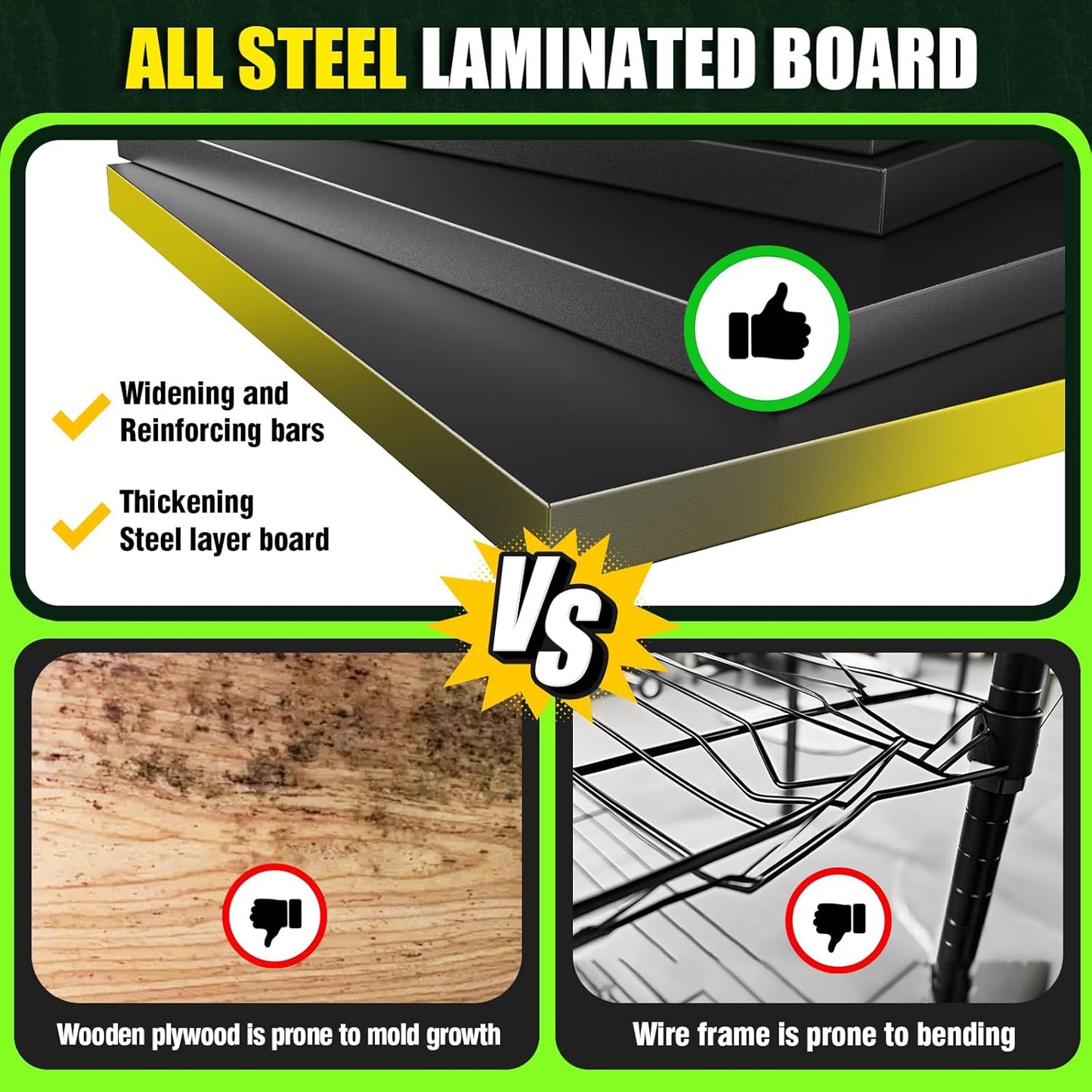 Garage Shelving 3000lb Heavy Duty Shelving Adjustable Metal Shelvings Garage Storage Shelves 5 Tier Utility Shelvin Unit Metal Shelf Rack for Basement Industrial Black 72''H*46''W*20''D-VerdiqueGarden