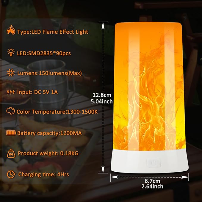 Bestview LED Flame Lights with Remote & Timer,4 Modes USB Rechargeable Battery Operated Fire Flickering Flameless Candles Campfire Table Lamp for Halloween,Christmas,Indoor&Outdoor Decoration (2 Pack)-VerdiqueGarden