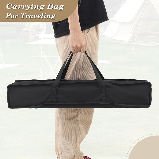 Athena Collection Foldable Camping Table, 28" Small Aluminum Outdoor Folding Camp Table with Roll Up Tabletop and Carry Bag, Lightweight and Portable for Outdoor Camping Picnic Grilling, Silver-VerdiqueGarden