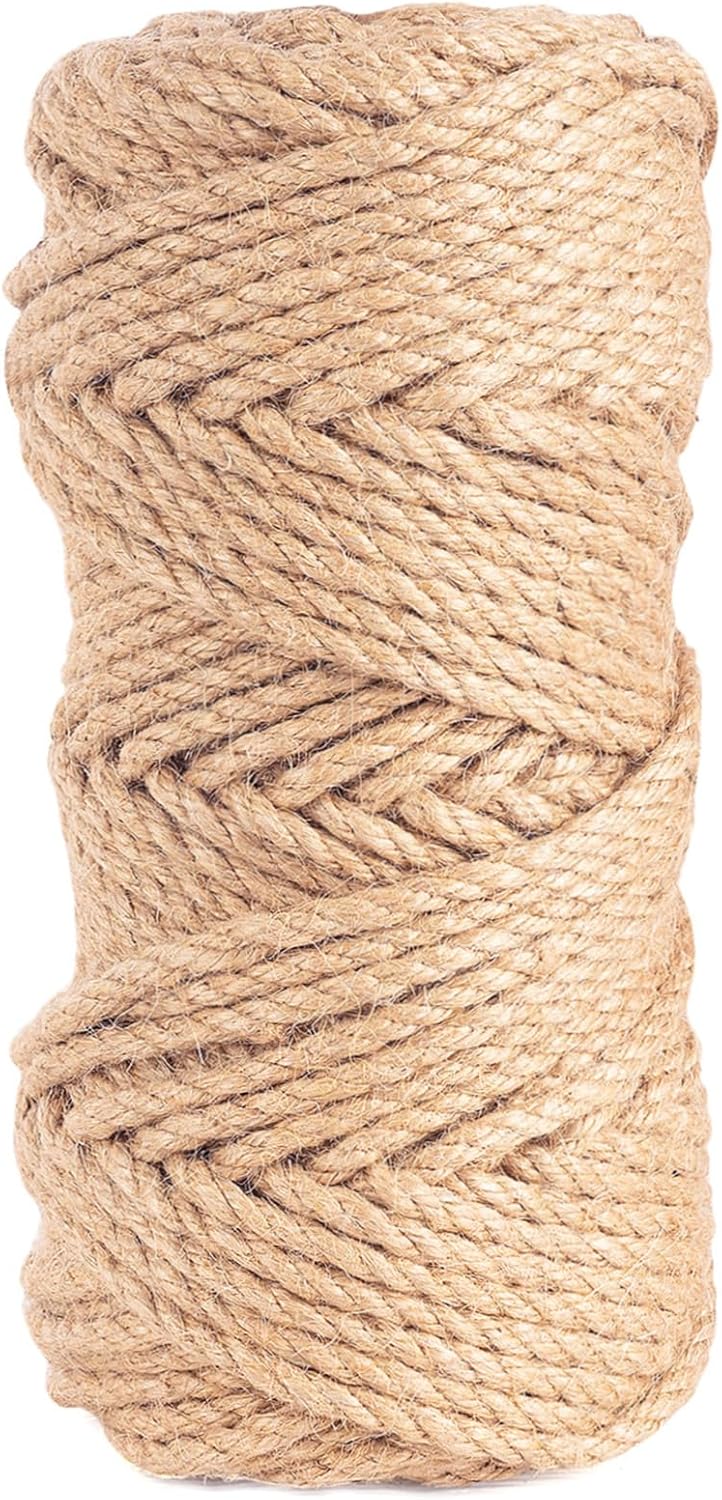 5mm Jute Twine,98 Feet Twisted Jute Rope, Garden Twine, Heavy Duty and Thick Twine Rope, Garden, Arts & Crafts, Home Decor, Packaging Braided-VerdiqueGarden