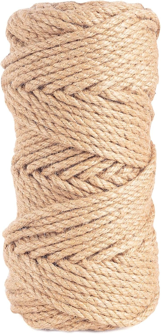 5mm Jute Twine,98 Feet Twisted Jute Rope, Garden Twine, Heavy Duty and Thick Twine Rope, Garden, Arts & Crafts, Home Decor, Packaging Braided-VerdiqueGarden