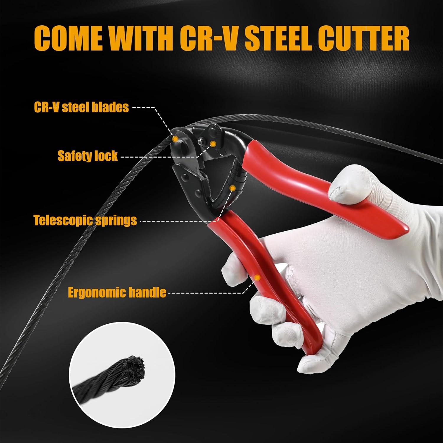 250FT 1/8" Stainless Steel Cable Black 7x7 Strands Aircraft Cable T316 Wire Rope with Cable Cutter 1800lbs Breaking Strength Wire Cable for Deck Cable Railing, Stair, Fence, DIY Balustrades-VerdiqueGarden